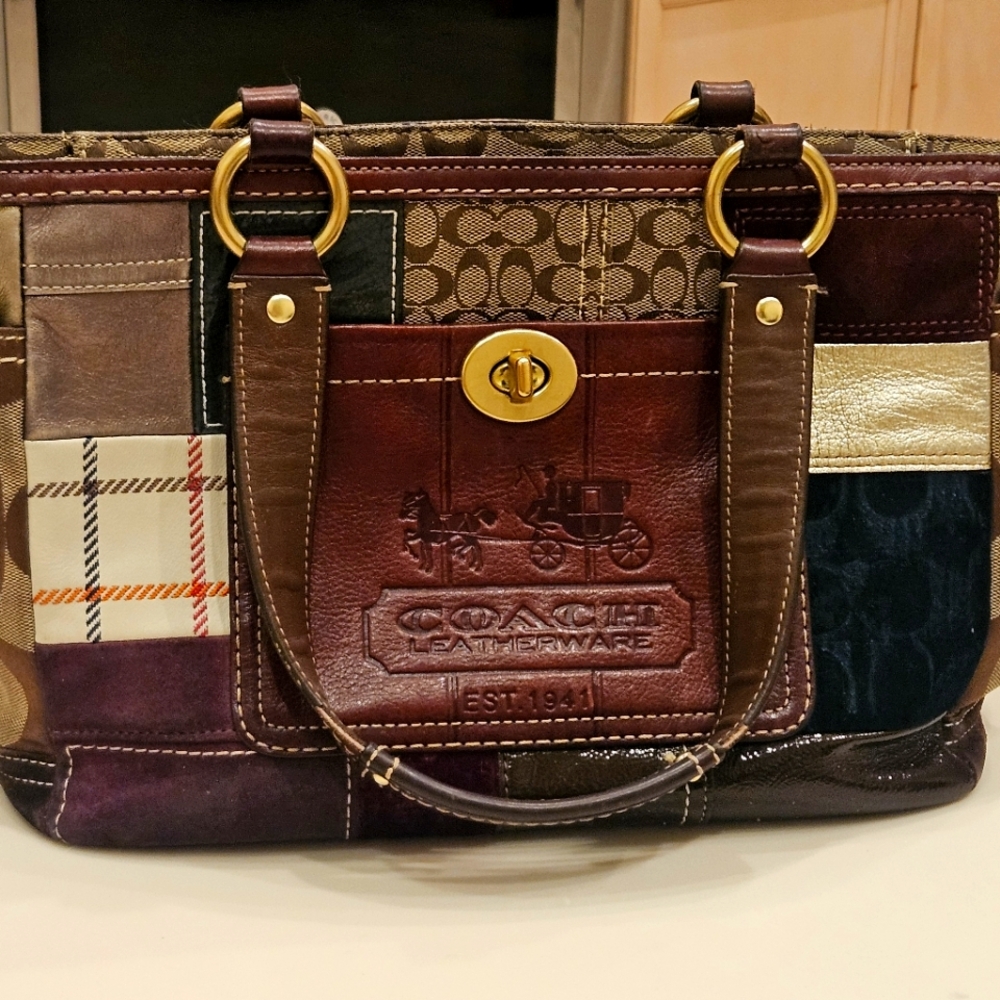 Coach Holiday Patchwork Gallery Tote